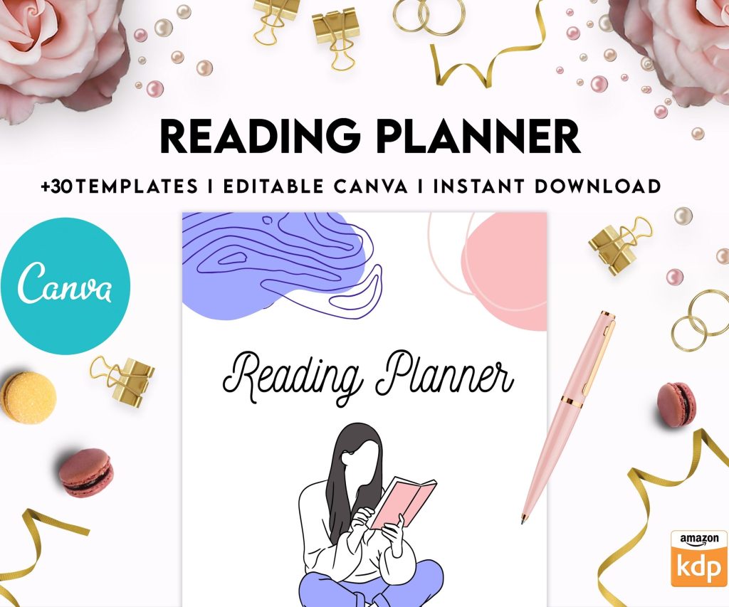 Reading Planner Editable Templates | Reading Journal Tracker | Book Review Reading Tracker | Reading Planner, Read Plan Pages, Canva Editable Templates, interior Book journal