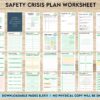 Crisis Safety Plan Worksheet Safety Crisis Plan journal, Safety plan Worksheet, Therapy Aid, School Counselor, Psychology Tools, Self Help Mental Health, PDF Printable, 8,5×11″ A4 size
