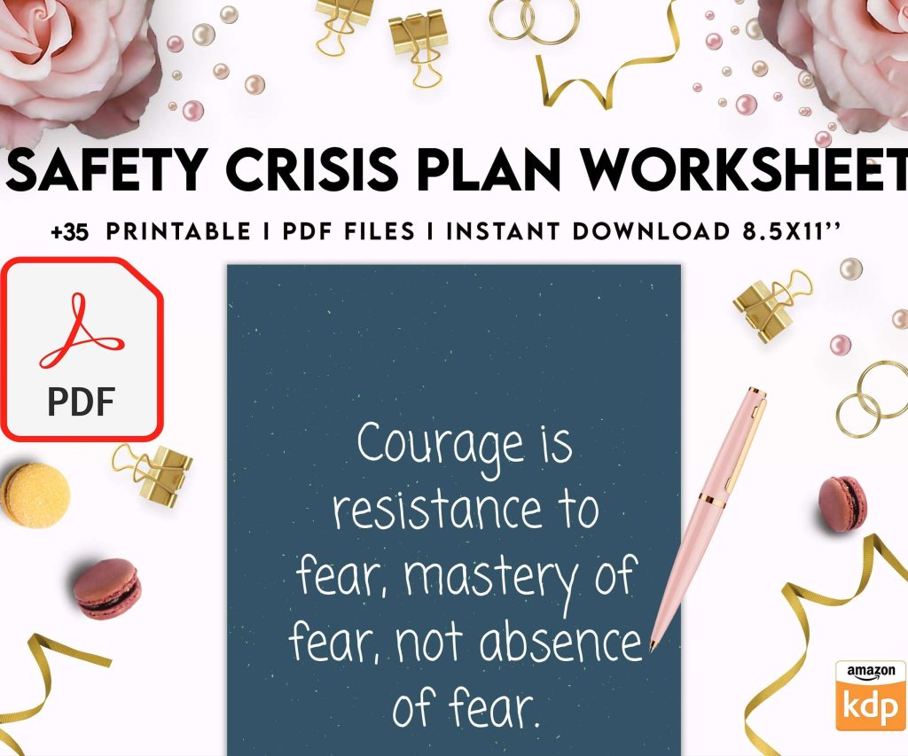 Safety Crisis Plan journal, Safety plan Worksheet, Therapy Aid, School Counselor, Psychology Tools, Self Help Mental Health, PDF Printable, 8,5×11″ A4 size