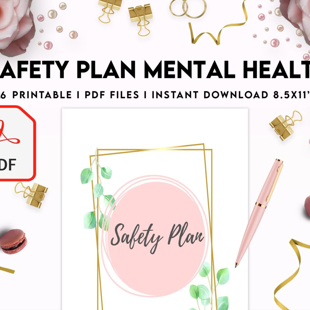 Safety Plans Journal, Mental Health Worksheets, Problem Solving, self care, PDF Printable, 8,5×11″ A4 size anxiety