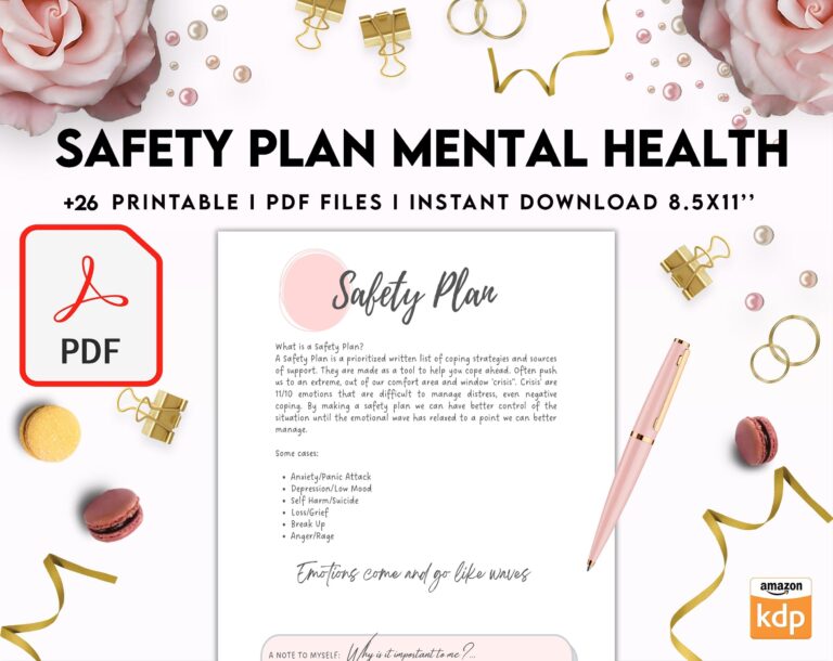 Safety Plans Journal, Mental Health Worksheets, Problem Solving, Self Care, PDF Printable, 8 ...