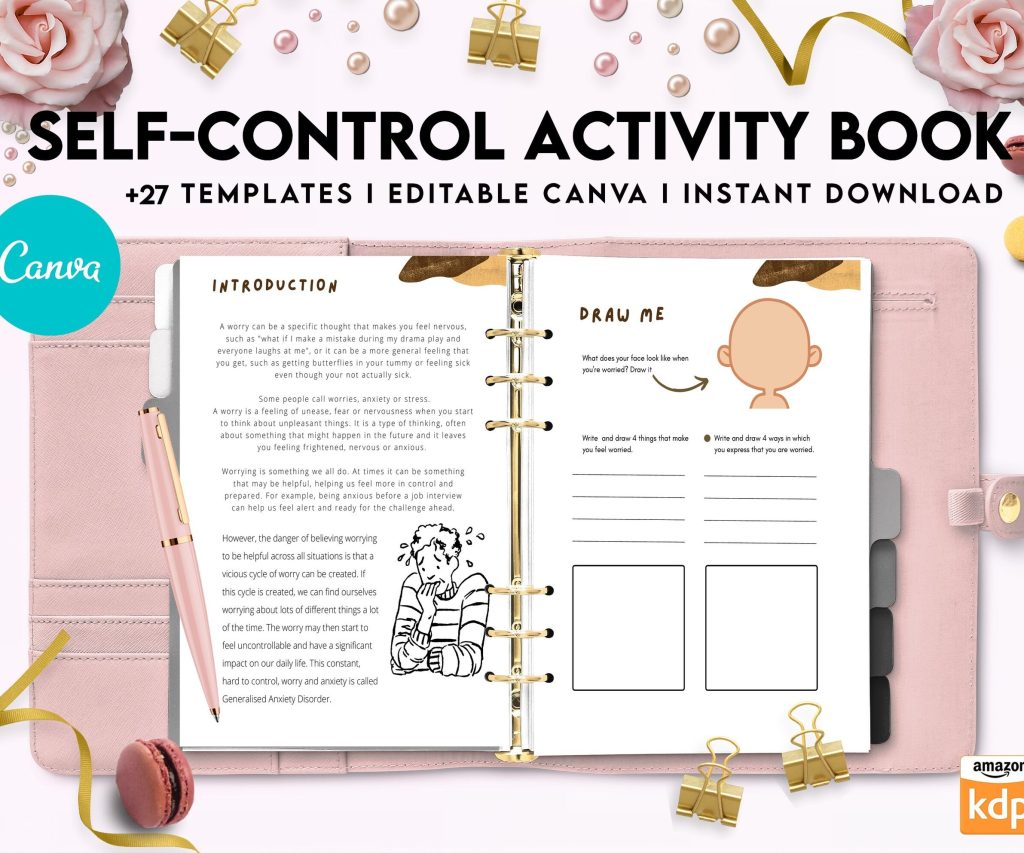 Control Editable Templates Interactive Worksheet Journal Inserts Planner Notebook Template Therapy Psychology Mental Health School Counseling Tools, Canva Editable Templates, interior anxiety journal