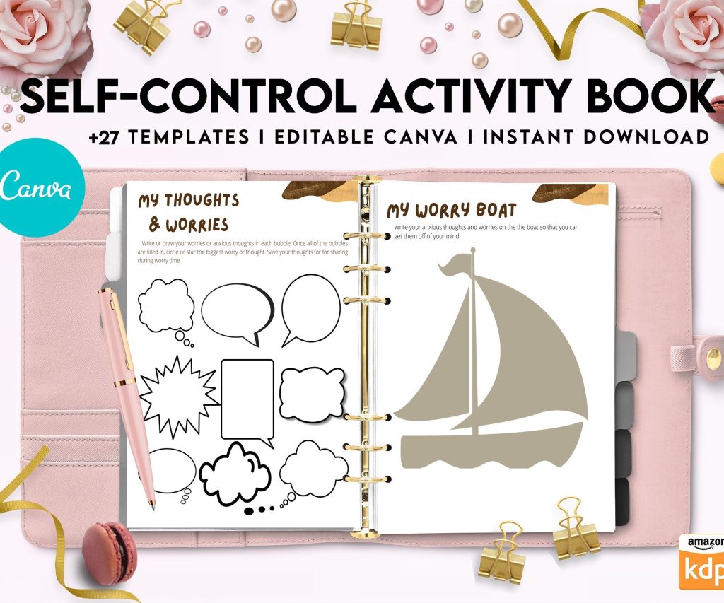 Control Editable Templates Interactive Worksheet Journal Inserts Planner Notebook Template Therapy Psychology Mental Health School Counseling Tools, Canva Editable Templates, interior anxiety journal