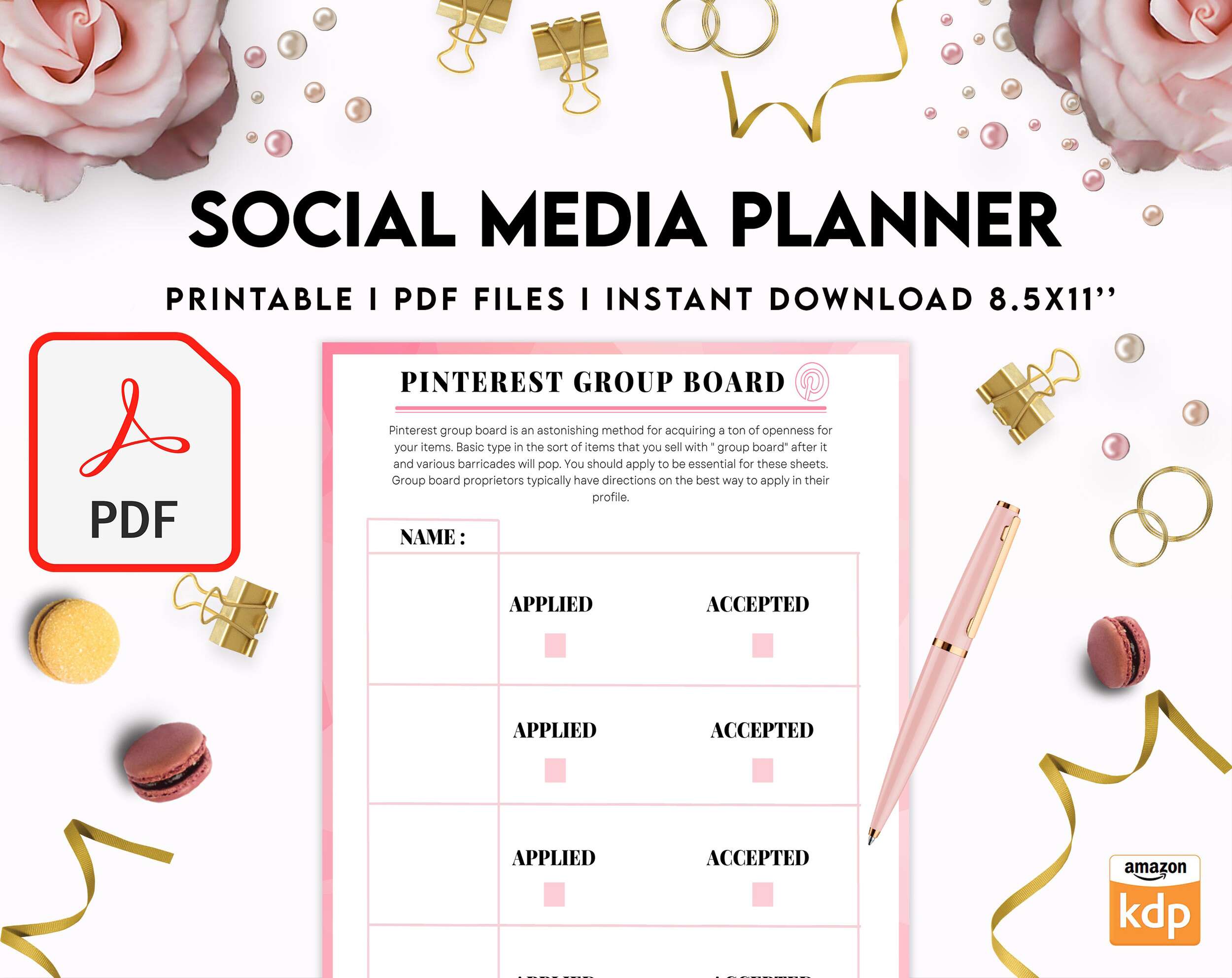 Social media planner, Social media journal, Weekly planner, Post planner, Stories Planner, feed Planner, PDF Printable, 8,5×11″ A4 size