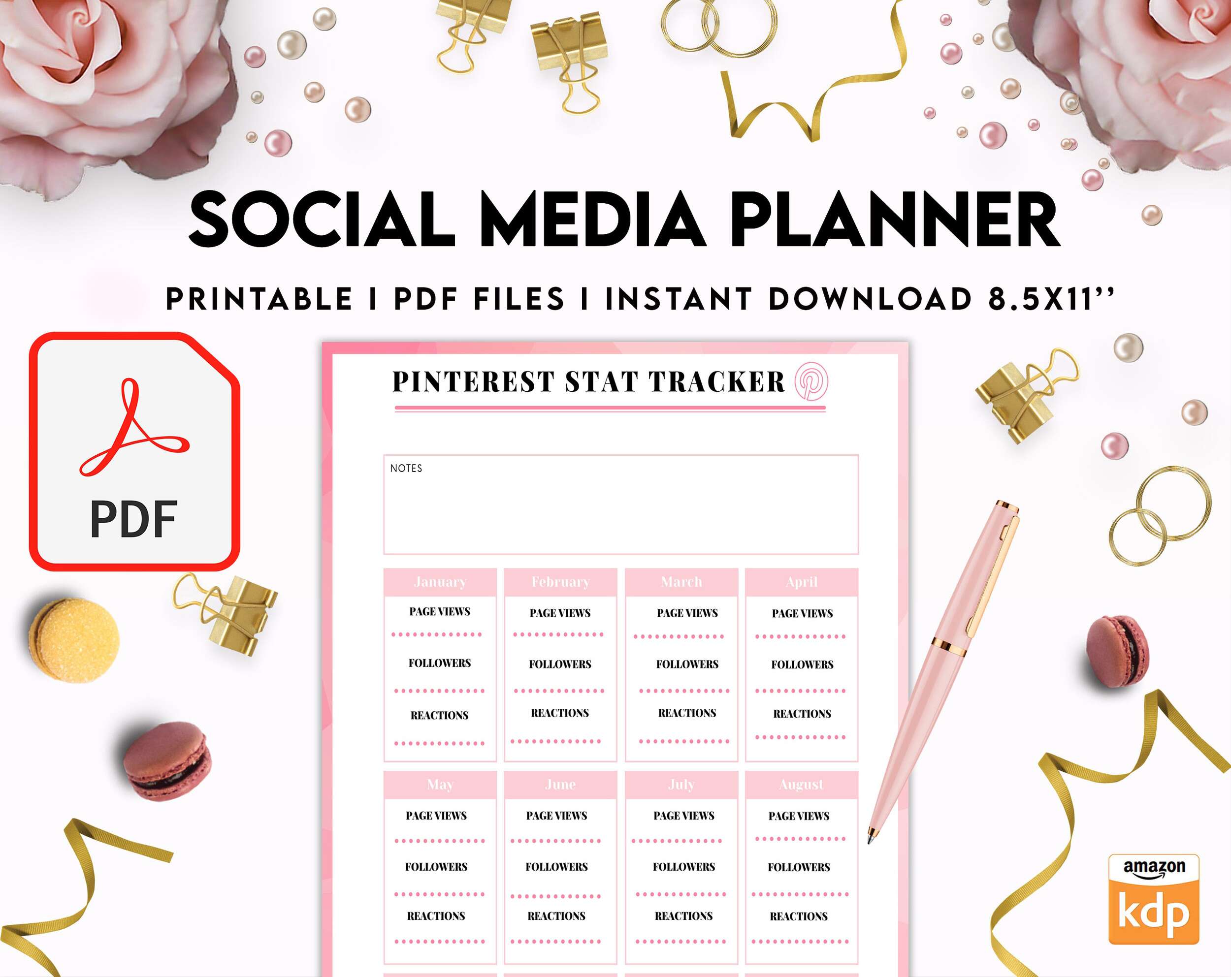 Social media planner, Social media journal, Weekly planner, Post planner, Stories Planner, feed Planner, PDF Printable, 8,5×11″ A4 size