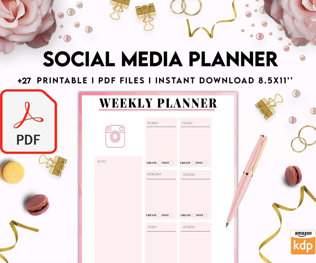 Social media planner, Social media journal, Weekly planner, Post planner, Stories Planner, feed Planner, PDF Printable, 8,5×11″ A4 size