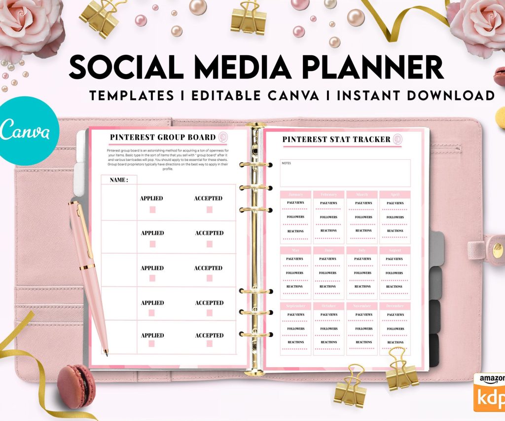 Social media planner, Social media journal, Weekly planner, Post planner, Stories Planner, feed Planner, Canva Editable Templates, interior business planner