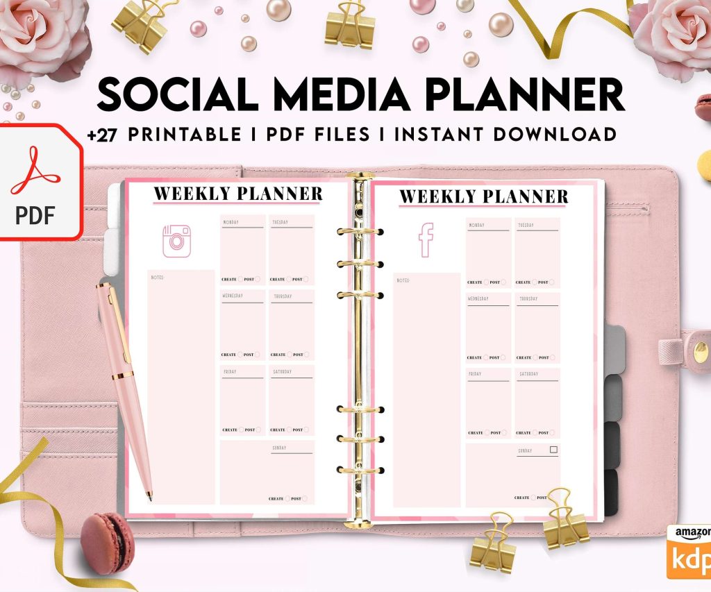 Social media planner, Social media journal, Weekly planner, Post planner, Stories Planner, feed Planner, PDF Printable, 8,5×11″ A4 size