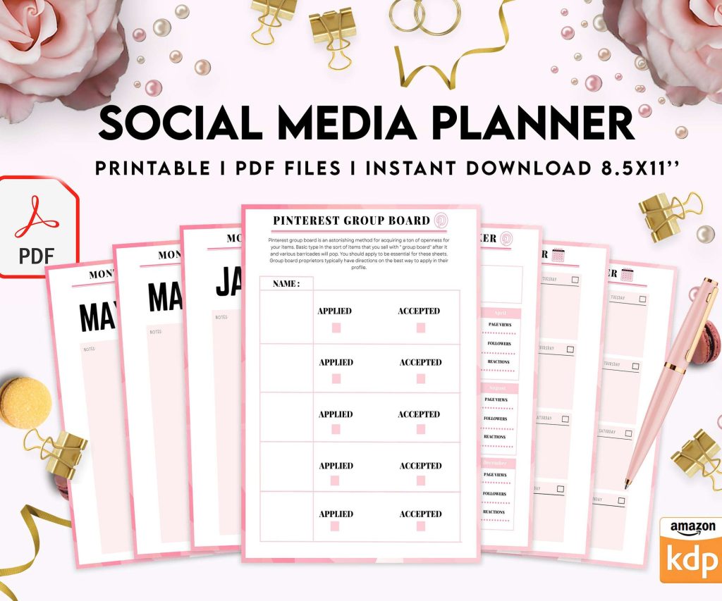 Social media planner, Social media journal, Weekly planner, Post planner, Stories Planner, feed Planner, PDF Printable, 8,5×11″ A4 size