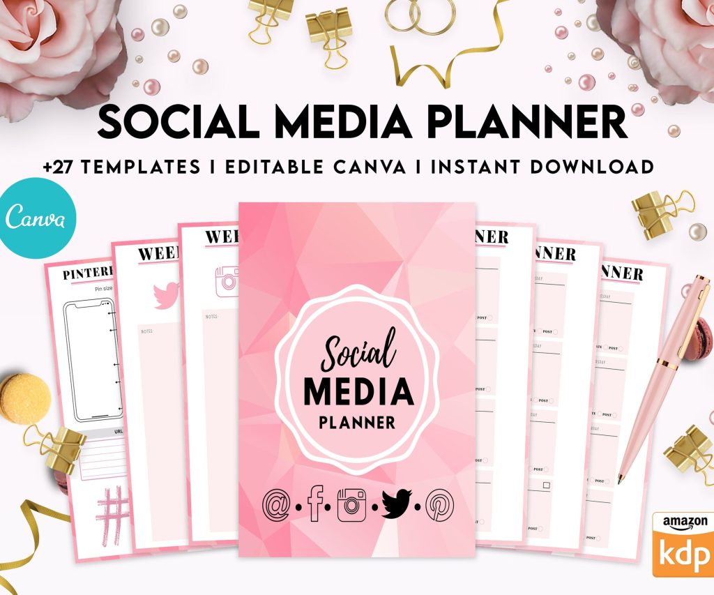 Social media planner, Social media journal, Weekly planner, Post planner, Stories Planner, feed Planner, Canva Editable Templates, interior business planner