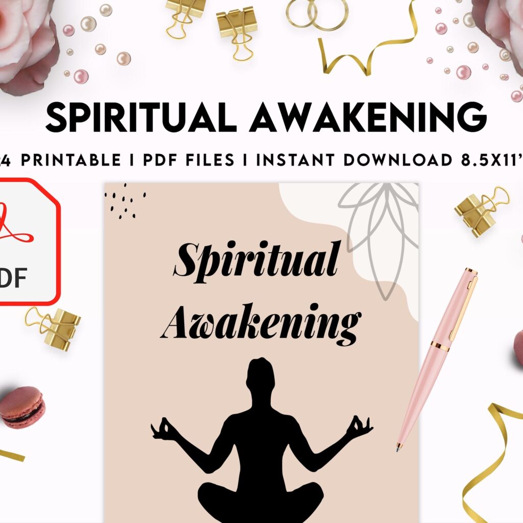 8×11 inch pages size Spiritual Awakening Workbook for Self Discovery, Anxiety, 8×11 inch pages size Journalling Prompts, PDF Printable, 8,5×11″ A4 size anxiety