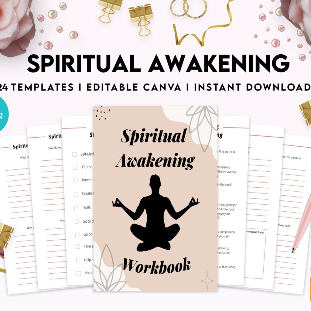 Editable Templates Spiritual Awakening Workbook for Self Discovery, Anxiety, Editable Templates Journalling Prompts, Canva Editable Templates, interior anxiety