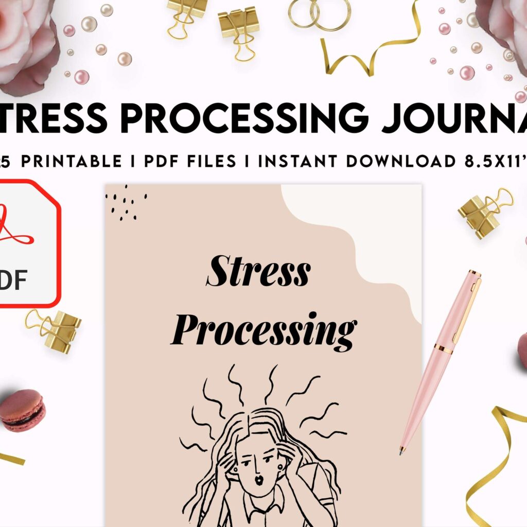 Stress Processing Journal Pages for daily self care, mental health, and emotion list with breakdown worksheets, PDF Printable, 8,5×11″ A4 size
