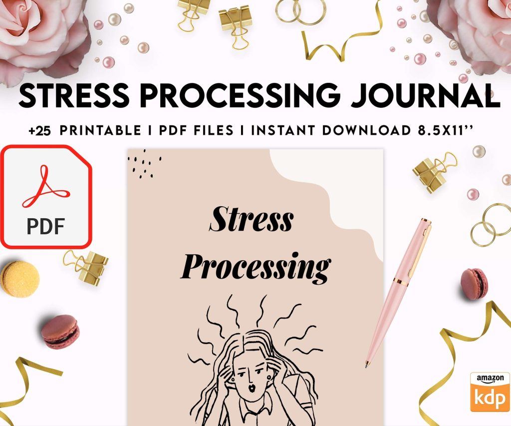 Stress Processing Journal Pages for daily self care, mental health, and emotion list with breakdown worksheets, PDF Printable, 8,5×11″ A4 size