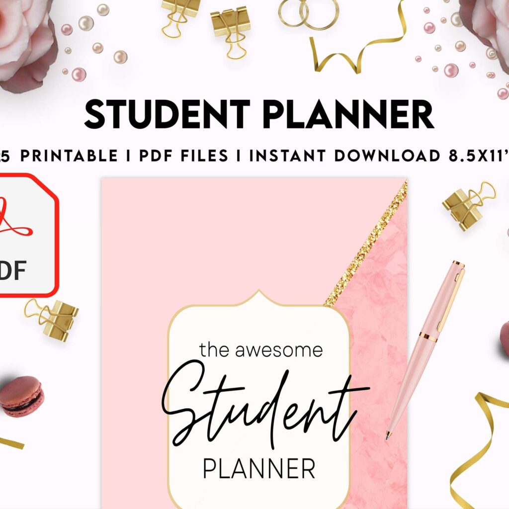 Student Planner , Weekly Schedule, Grade Tracker, Assignment Tracker, Study Planner, Class overview, PDF Printable, 8,5×11″ A4 size