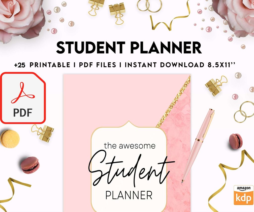 Student Planner , Weekly Schedule, Grade Tracker, Assignment Tracker, Study Planner, Class overview, PDF Printable, 8,5×11″ A4 size