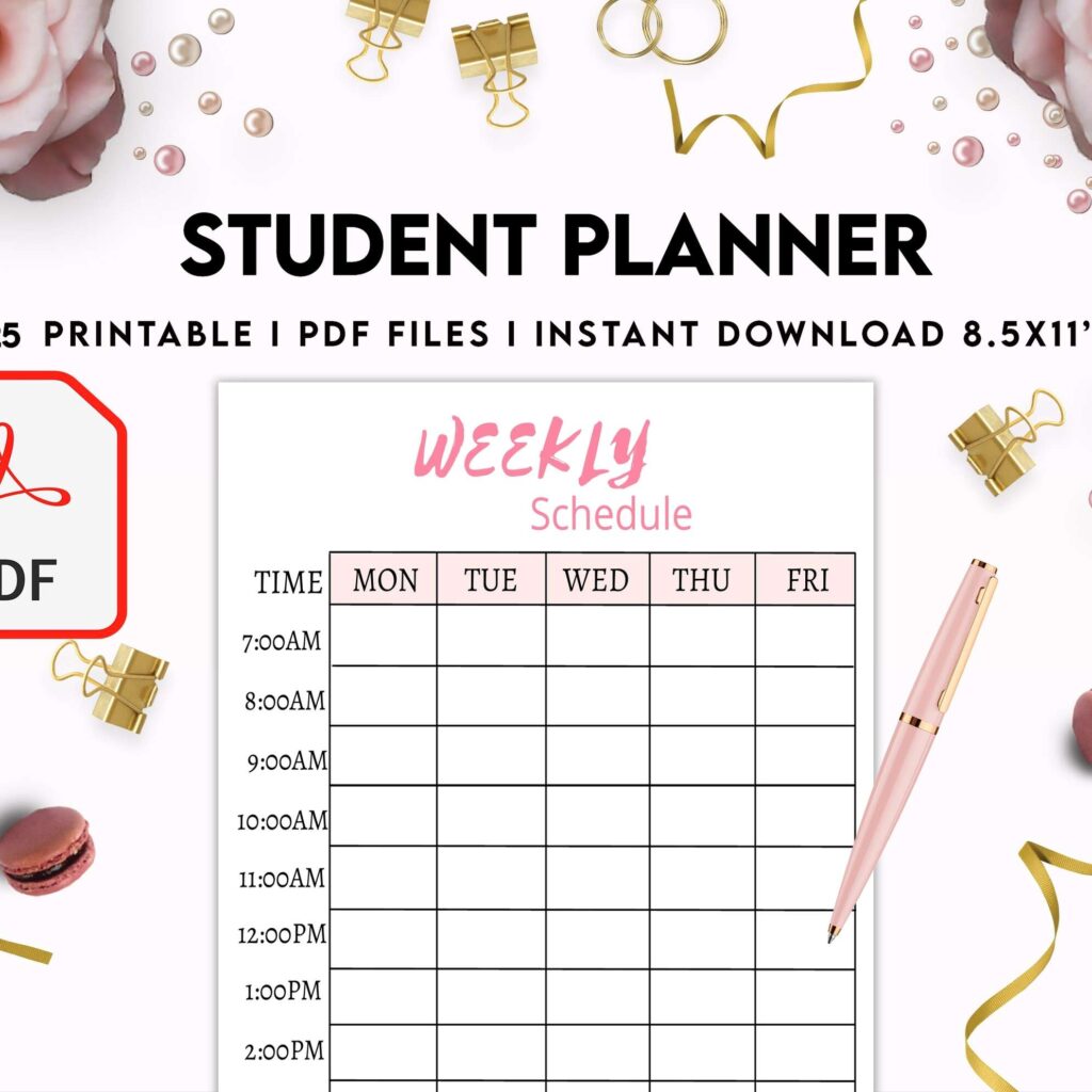 Student Planner , Weekly Schedule, Grade Tracker, Assignment Tracker, Study Planner, Class overview, PDF Printable, 8,5×11″ A4 size