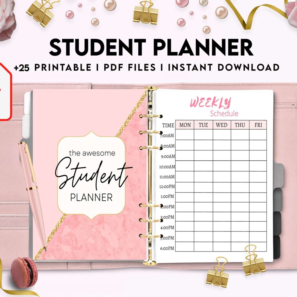Student Planner , Weekly Schedule, Grade Tracker, Assignment Tracker, Study Planner, Class overview, PDF Printable, 8,5×11″ A4 size