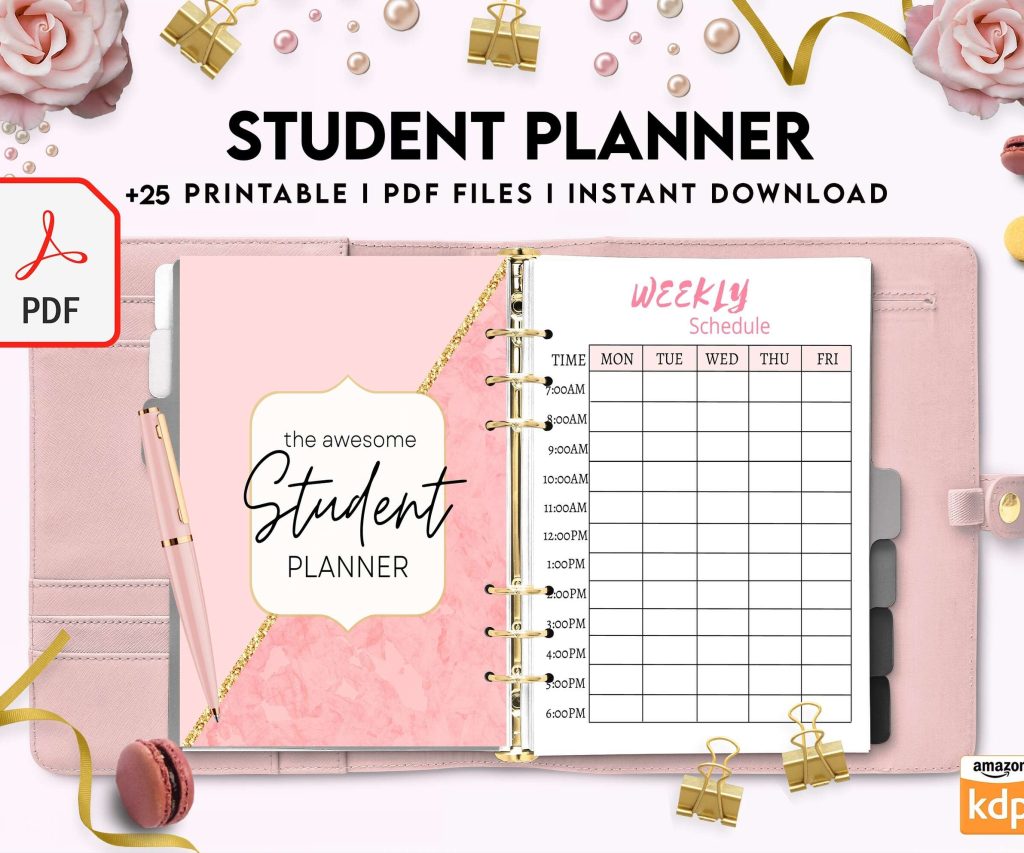 Student Planner , Weekly Schedule, Grade Tracker, Assignment Tracker, Study Planner, Class overview, PDF Printable, 8,5×11″ A4 size