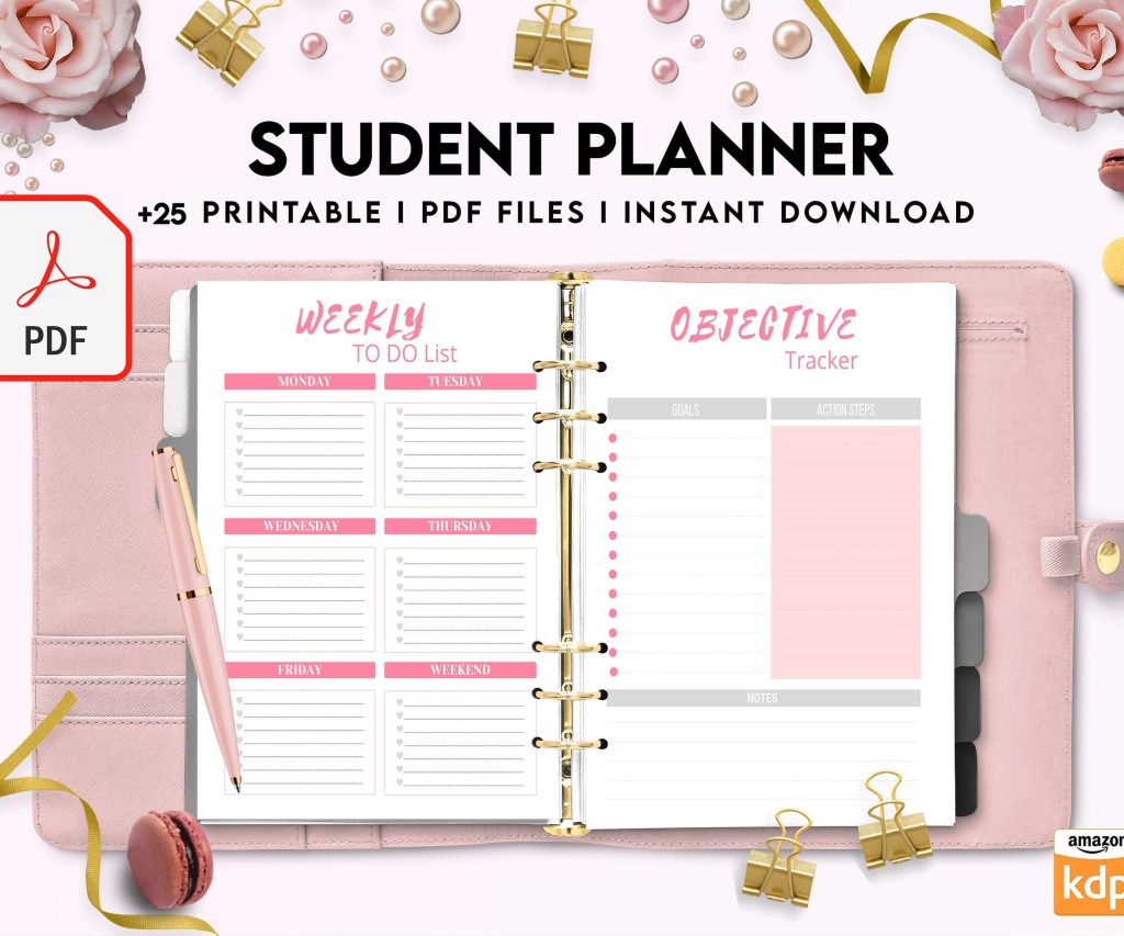 Student Planner , Weekly Schedule, Grade Tracker, Assignment Tracker, Study Planner, Class overview, PDF Printable, 8,5×11″ A4 size