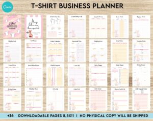 T-shirt Business Starter Kit T-shirt Business Planner Template, T-shirt Order form, Invoice, Tracker Etc. , Canva Editable Templates, interior business invoice