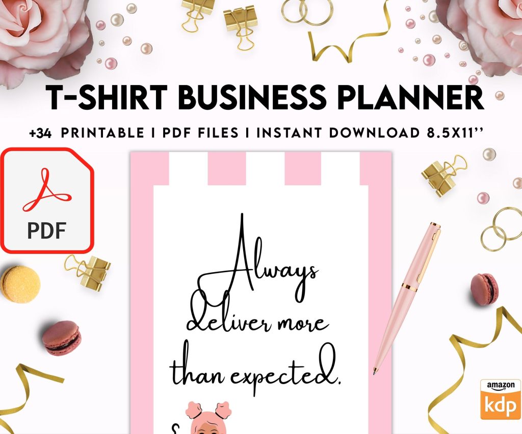T-shirt Business Planner Template, T-shirt Order form, Invoice, Tracker Etc. , PDF Printable, 8,5×11″ A4 size business invoice