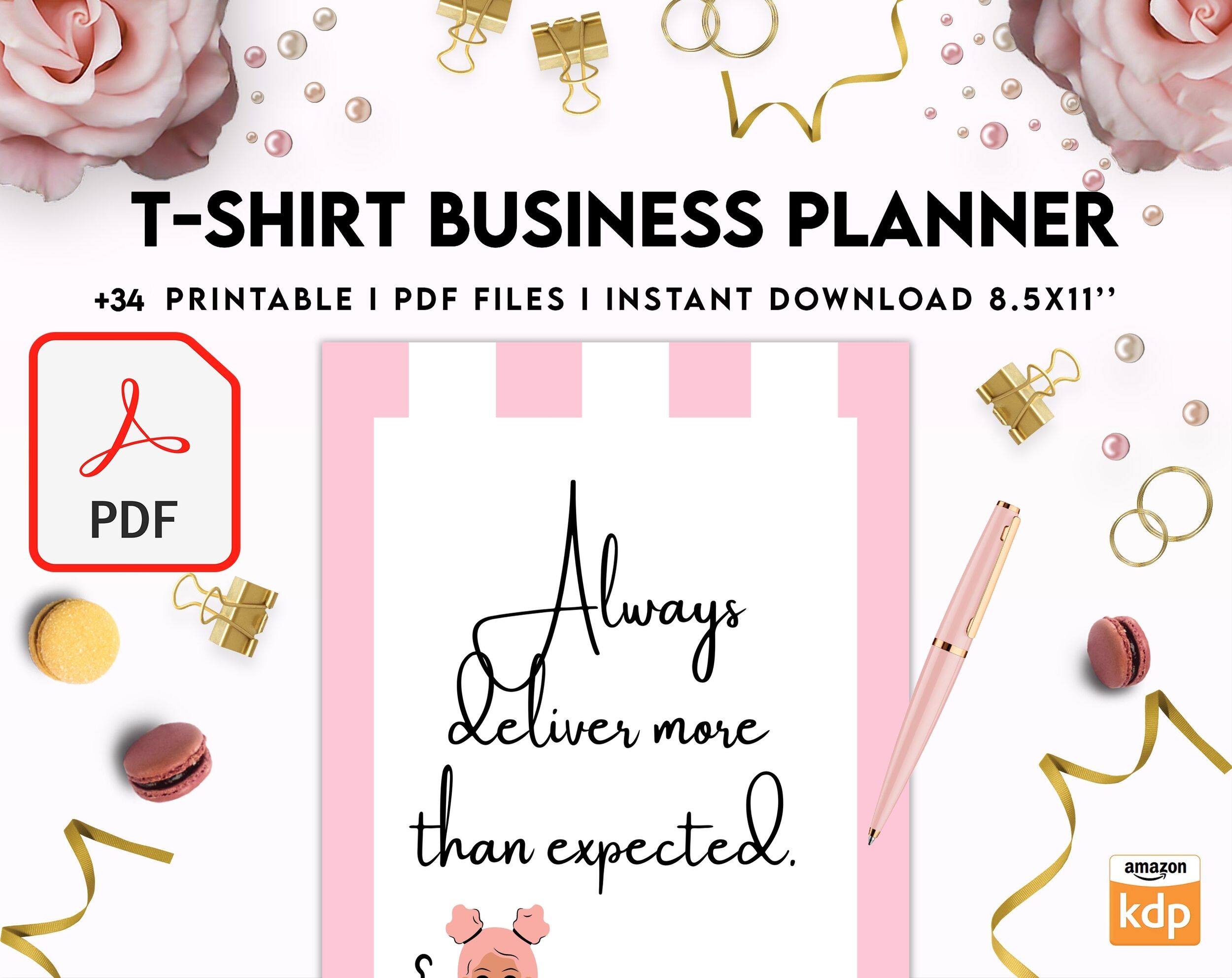 T-shirt Business Planner Template, T-shirt Order form, Invoice, Tracker Etc. , PDF Printable, 8,5×11″ A4 size business invoice