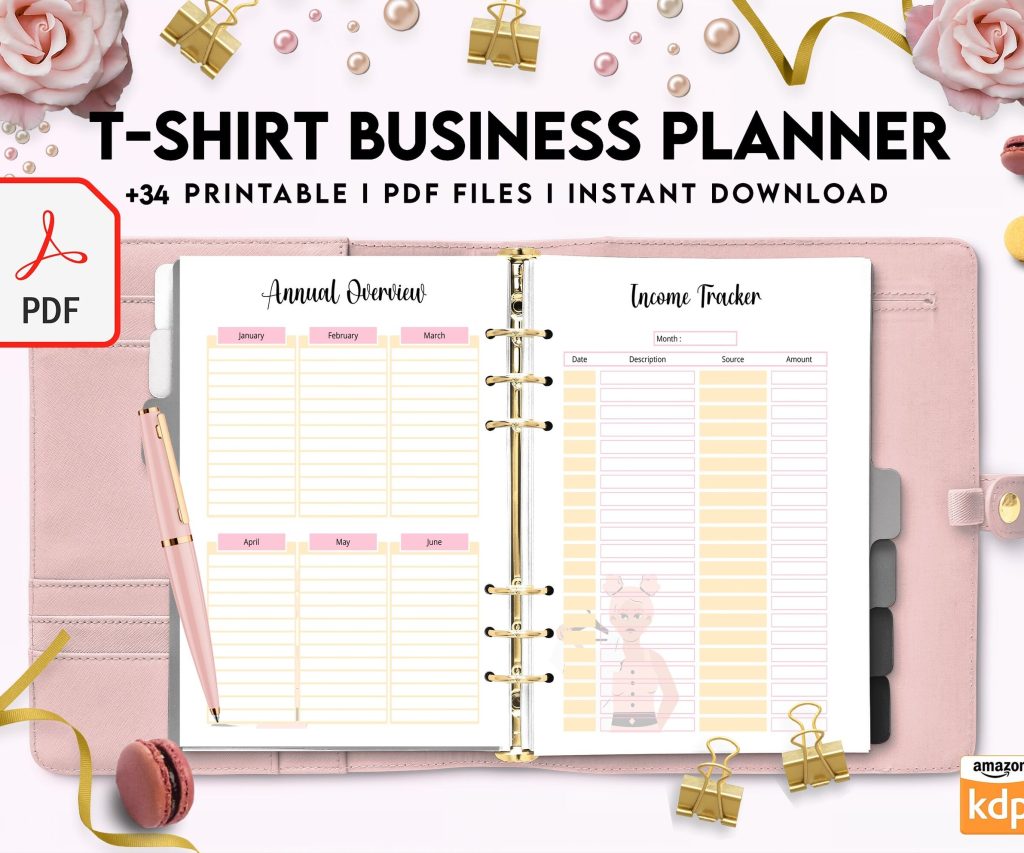 T-shirt Business Planner Template, T-shirt Order form, Invoice, Tracker Etc. , PDF Printable, 8,5×11″ A4 size business invoice