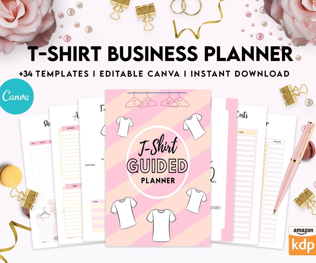 T-shirt Business Planner Template, T-shirt Order form, Invoice, Tracker Etc. , Canva Editable Templates, interior business invoice