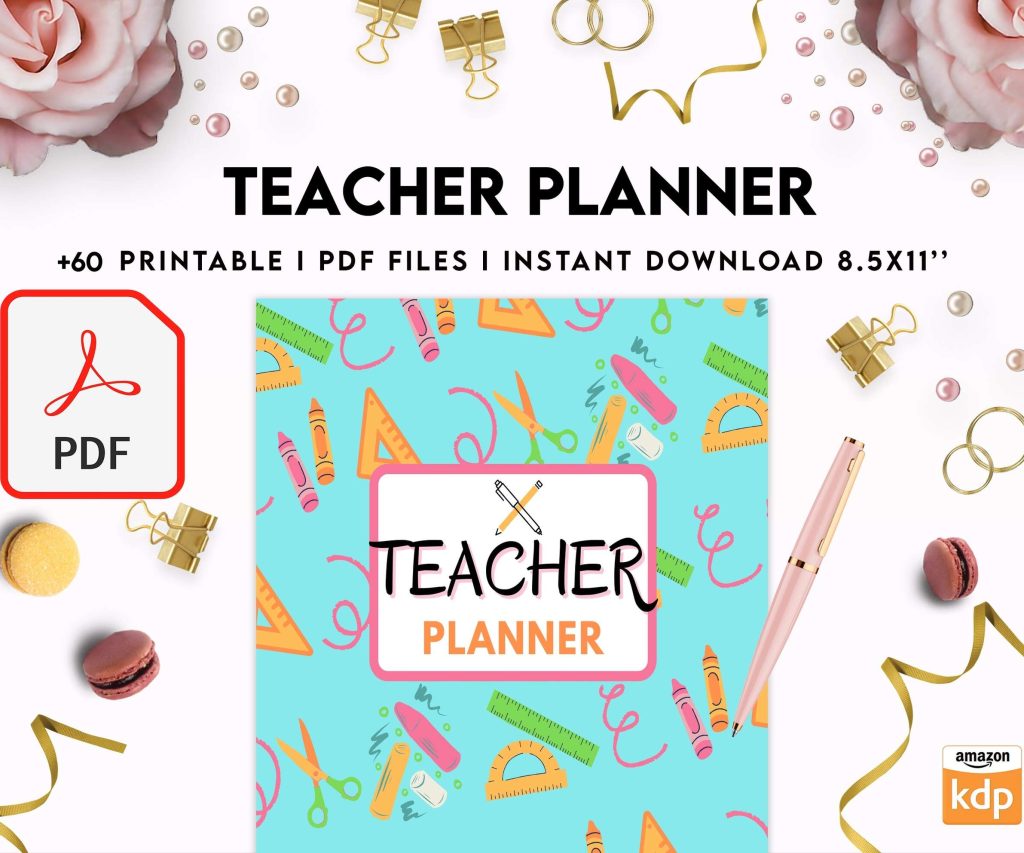 Teacher Planner, Teacher Journal, teacher Bundle pages, PDF Printable, 8,5×11″ A4 size