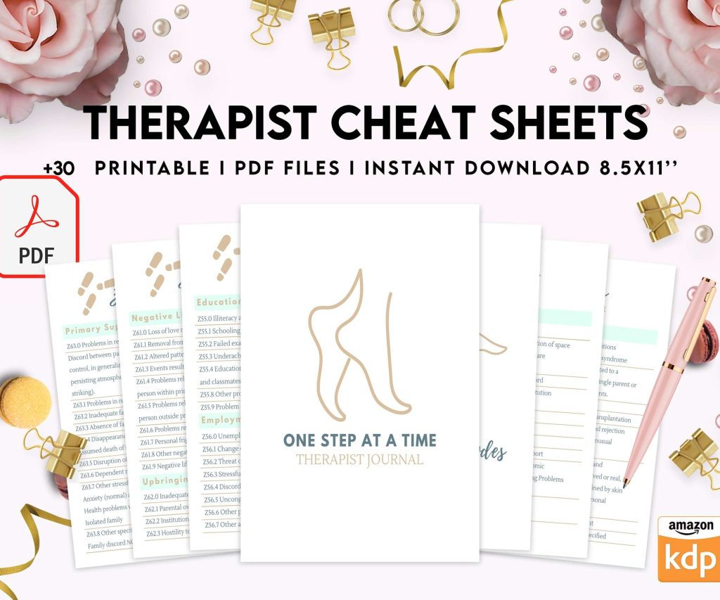 Therapist Planner, Therapist insert cheat sheets for documentation & clinical work, therapy sheets PDF Printable, 8,5×11″ A4 size