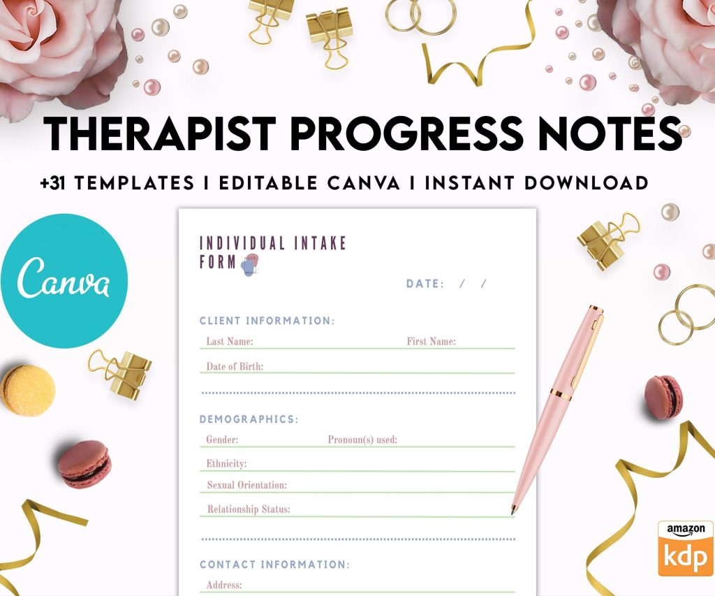 Progress Notes for Therapists, Editable Templates therapy worksheets, Client Progress Note Template , Counseling, Canva Editable Templates, interior DAP