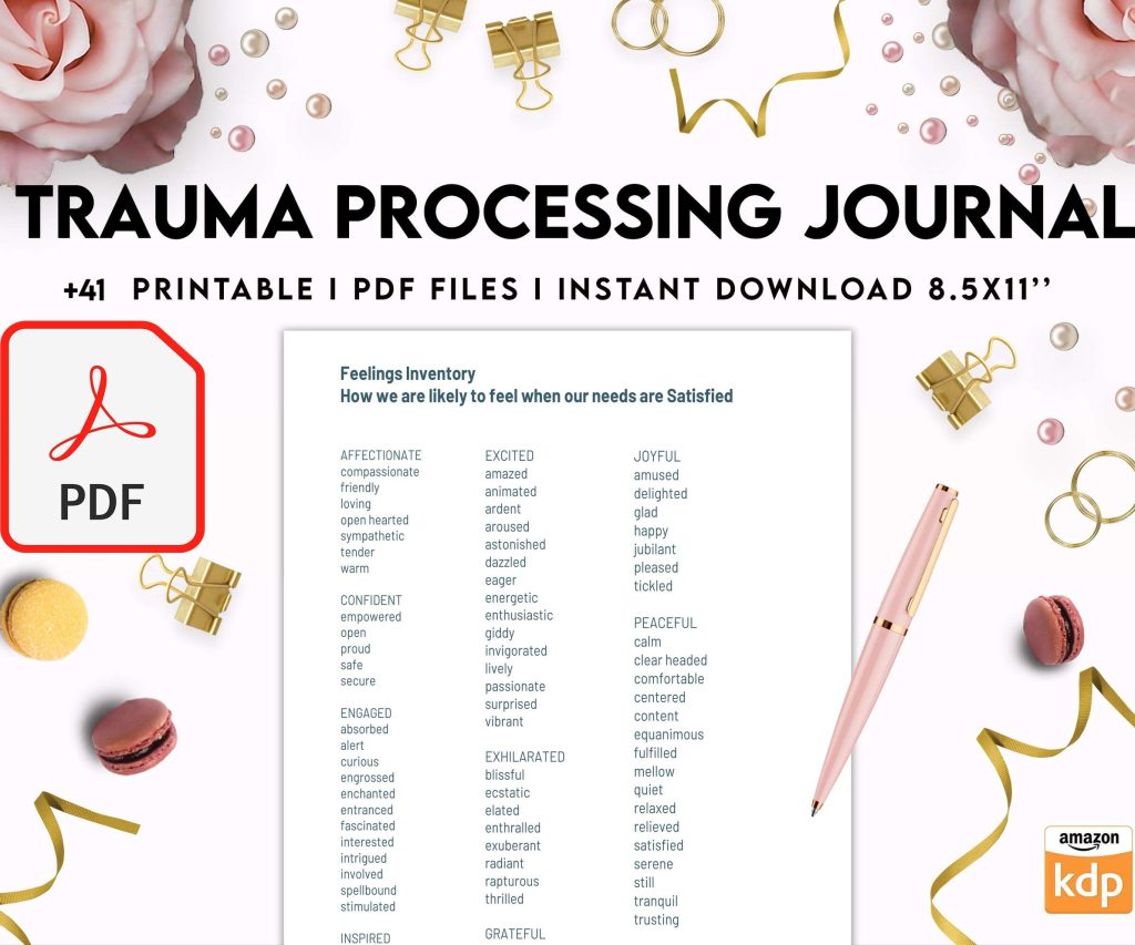 Trauma Processing Journal Pages, daily self care, mental health, emotion list, breakdown worksheets Therapy Journal, Counseling, PDF Printable, 8,5×11″ A4 size