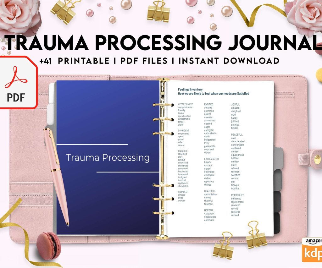 Trauma Processing Journal Pages, daily self care, mental health, emotion list, breakdown worksheets Therapy Journal, Counseling, PDF Printable, 8,5×11″ A4 size