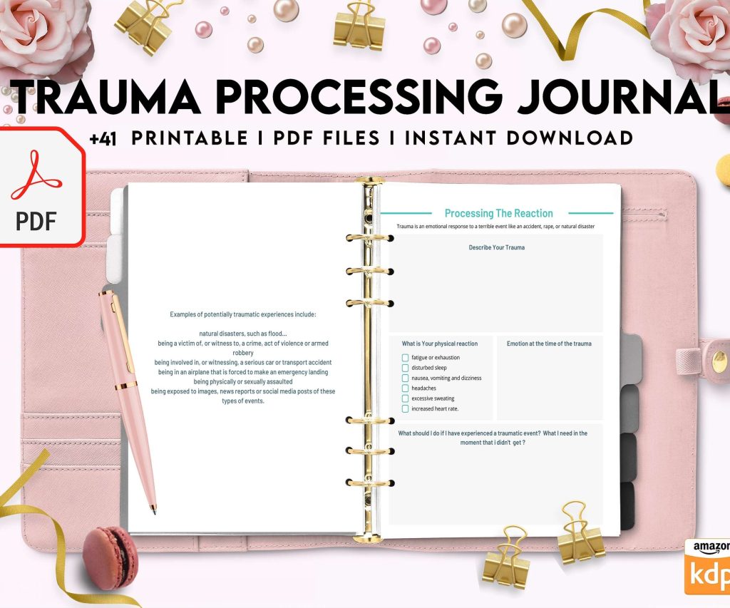 Trauma Processing Journal Pages, daily self care, mental health, emotion list, breakdown worksheets Therapy Journal, Counseling, PDF Printable, 8,5×11″ A4 size