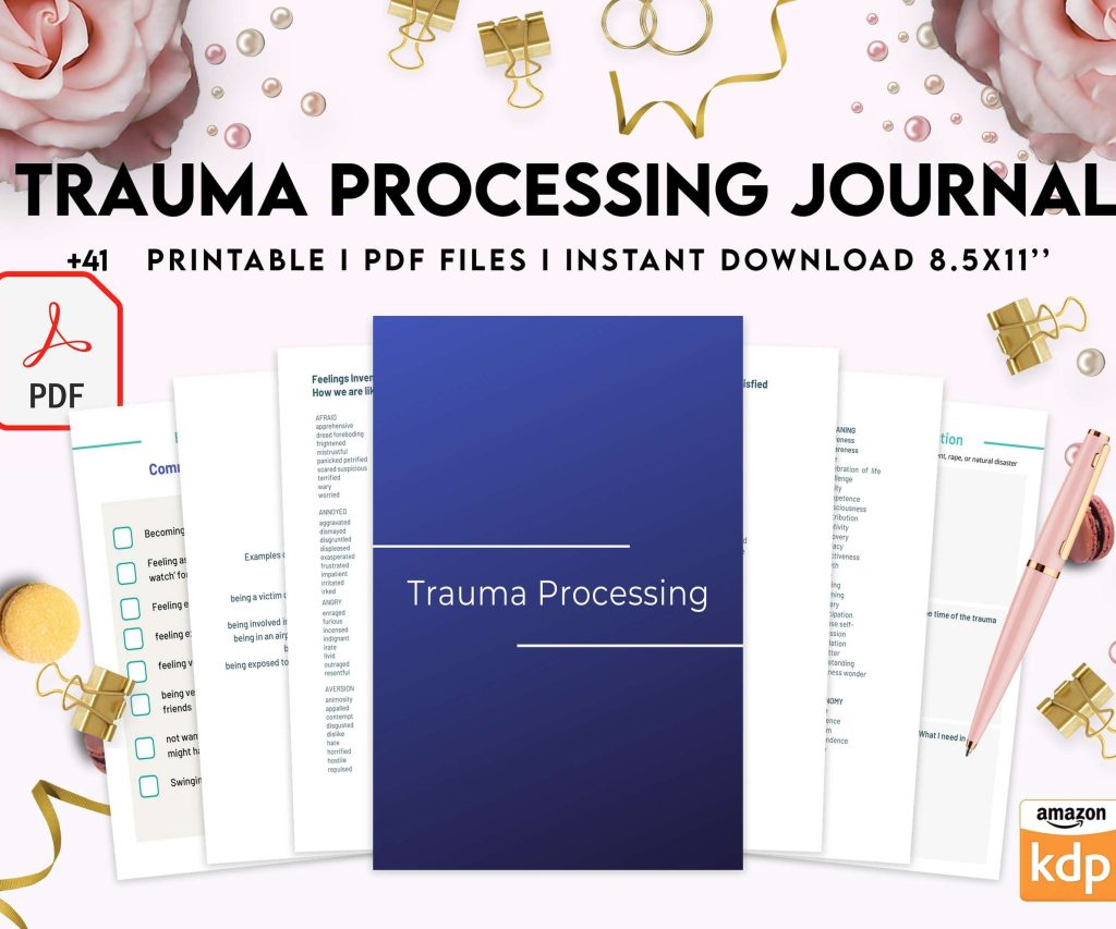 Trauma Processing Journal Pages, daily self care, mental health, emotion list, breakdown worksheets Therapy Journal, Counseling, PDF Printable, 8,5×11″ A4 size