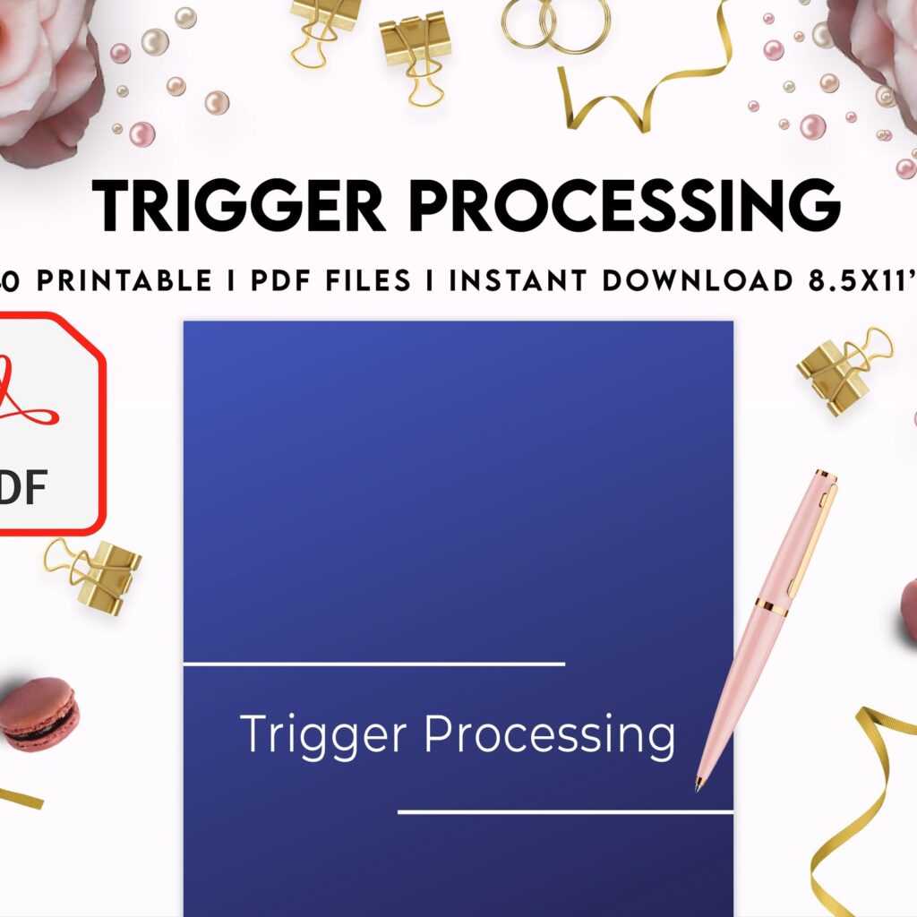 Trigger Processing journal, Thought Processing Journal Pages for daily self care, mental health, and emotion list with breakdown worksheets, PDF Printable, 8,5×11″ A4 size anxiety journal