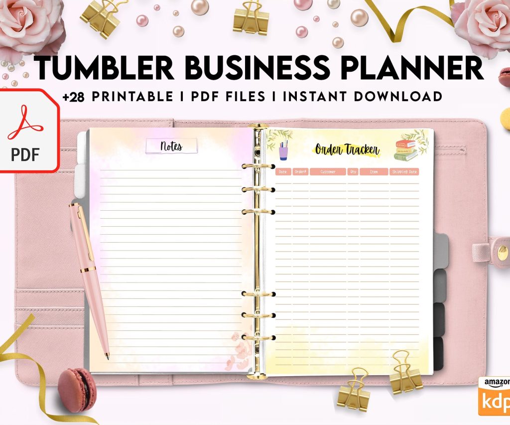 Tumbler Business Planner | Digital Tumbler Order Form | Tumbler Order Form, PDF Printable, 8,5×11″ A4 size, Binder journal Craft Order Form