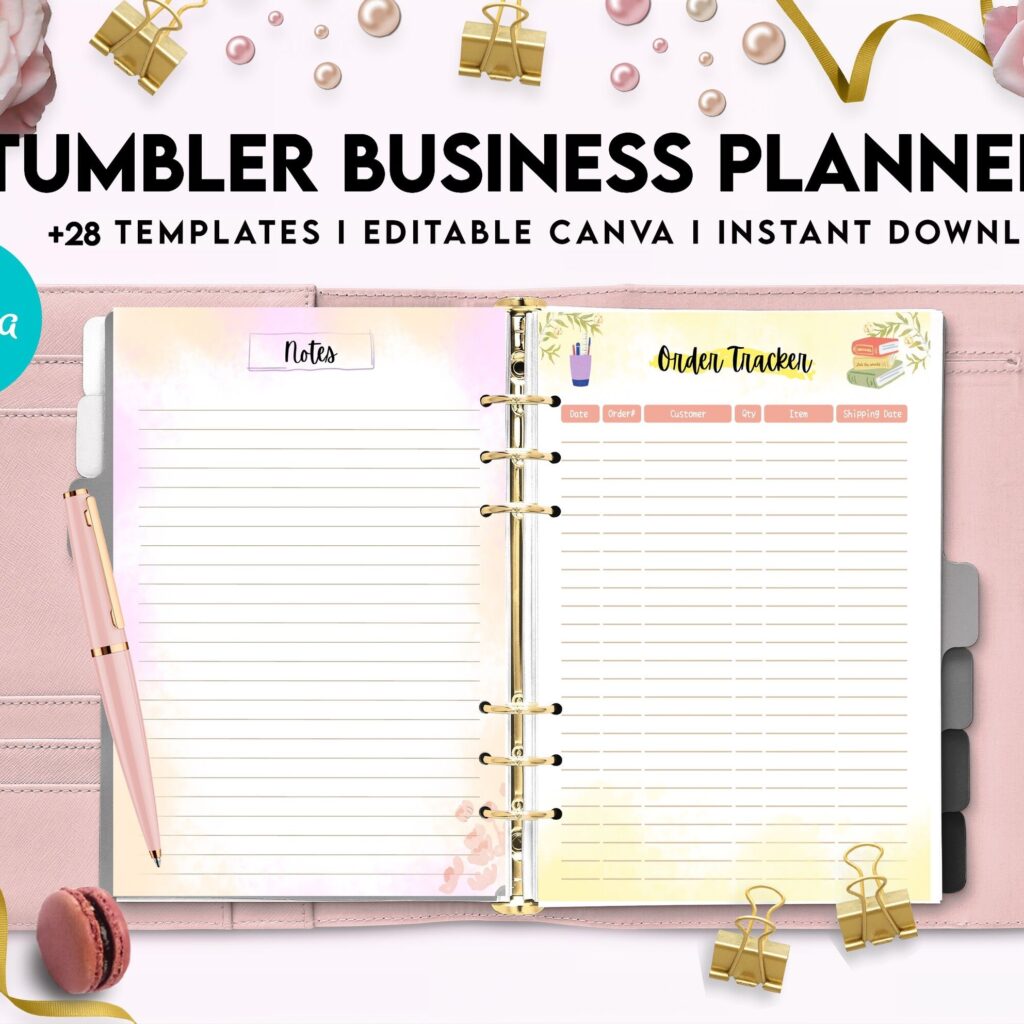 Tumbler Business Planner | Digital Tumbler Order Form | Tumbler Order Form, Canva Editable Templates, interior, Binder journal Craft Order Form