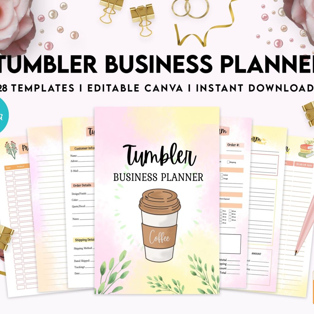 Tumbler Business Planner | Digital Tumbler Order Form | Tumbler Order Form, Canva Editable Templates, interior, Binder journal Craft Order Form