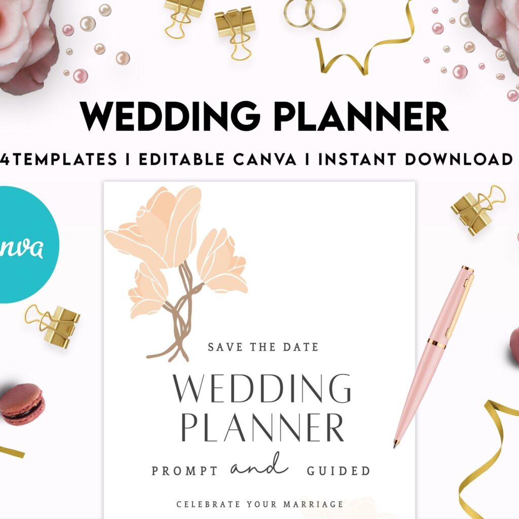 Wedding Planner, Wedding Pages, Wedding Plan Bundle, Wedding Planning Book, Wedding Planner, Canva Editable Templates, interior bride handbook