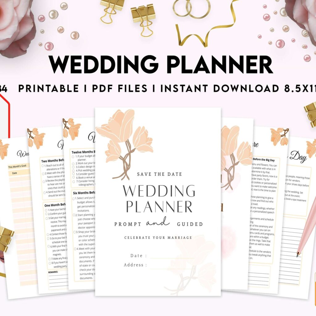 Wedding Planner , Wedding Pages, Wedding Plan Bundle, Wedding Planning Book, Wedding Planner, PDF Printable, 8,5×11″ A4 size