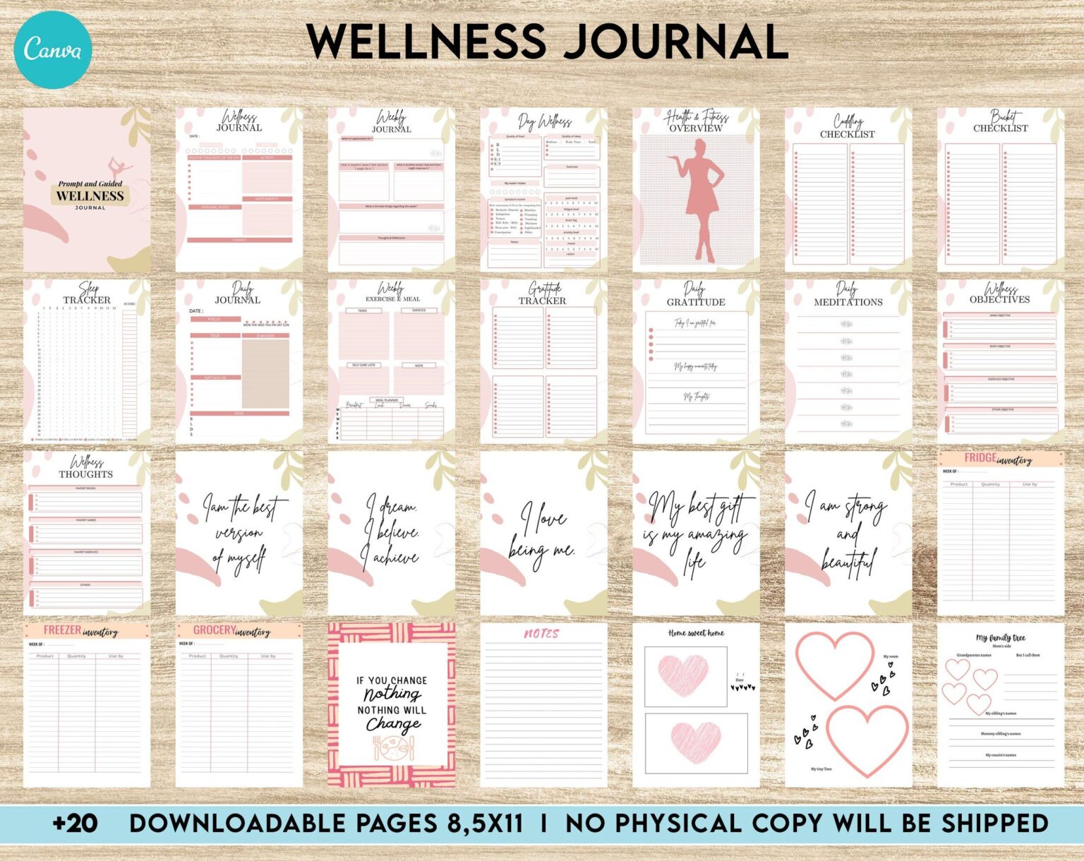 Free Self Care Journal PDF Printable, 8,5x11 inch A4 size, For journal ...