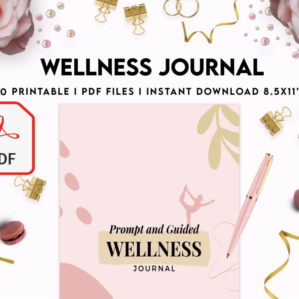 Wellness Journal Planner, Self care journal , Wellness 8×11 inch pages size Bundle Pages, PDF Printable, 8,5×11″ A4 size