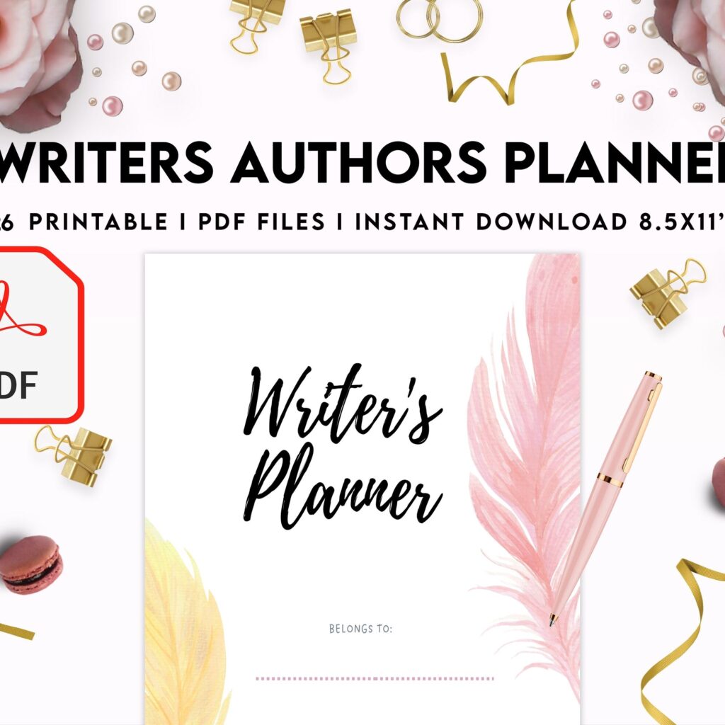 Author Planner, Writers Planner, Book Writing Planner, Novel Planner, PDF Printable, 8,5×11″ A4 size Author Planner