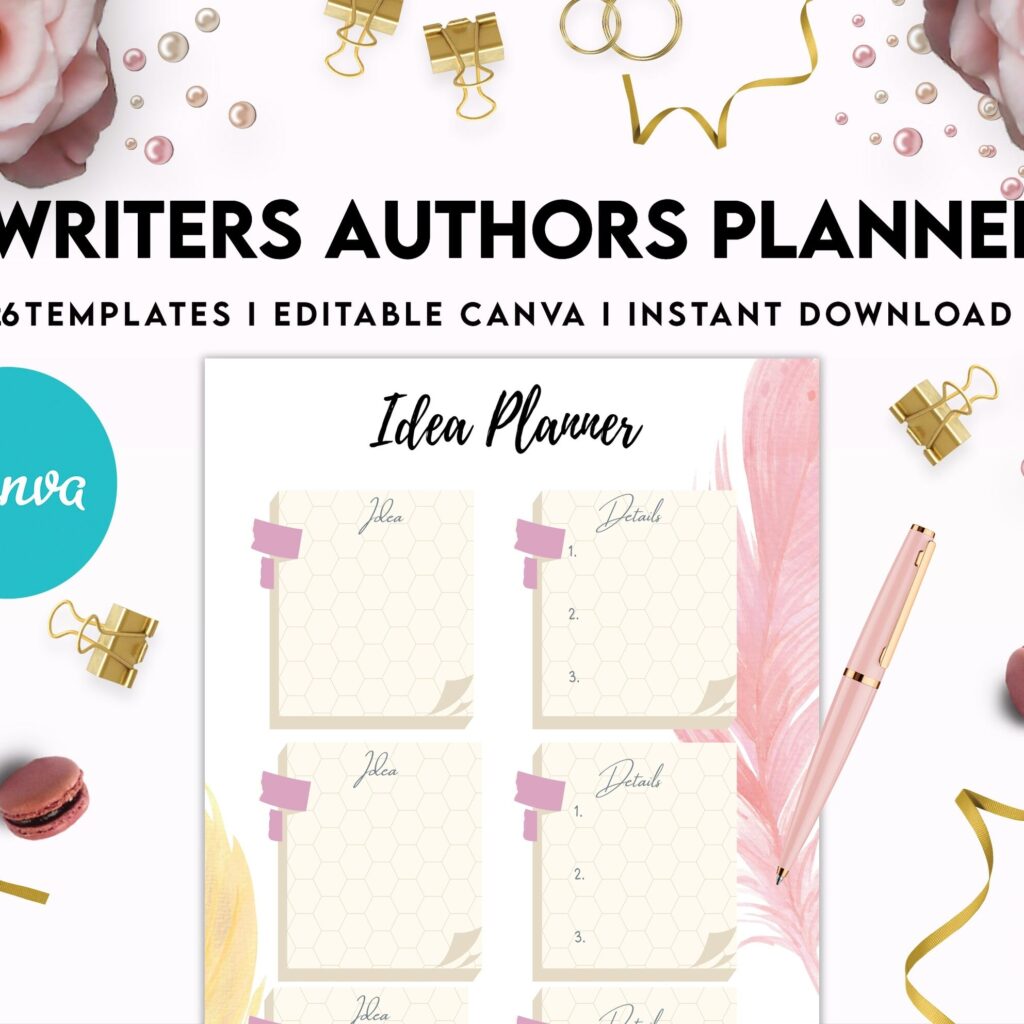 Author Planner, Writers Planner, Book Writing Planner, Novel Planner, Canva Editable Templates, interior Author Planner