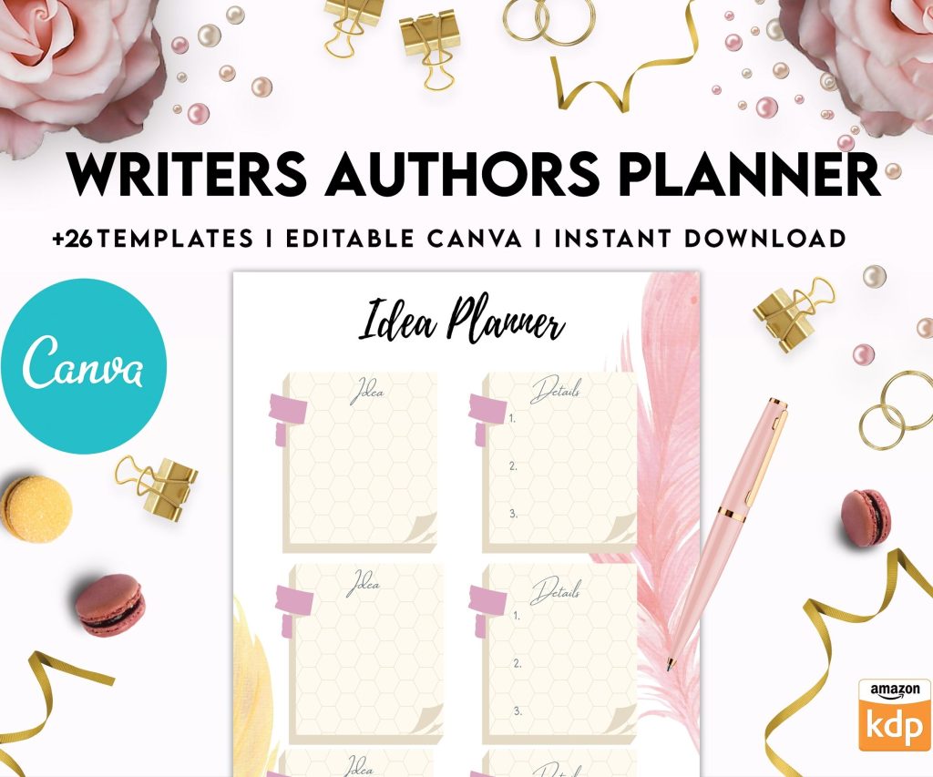 Author Planner, Writers Planner, Book Writing Planner, Novel Planner, Canva Editable Templates, interior Author Planner