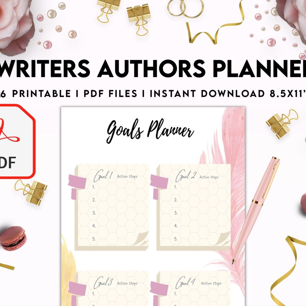 Author Planner, Writers Planner, Book Writing Planner, Novel Planner, PDF Printable, 8,5×11″ A4 size Author Planner