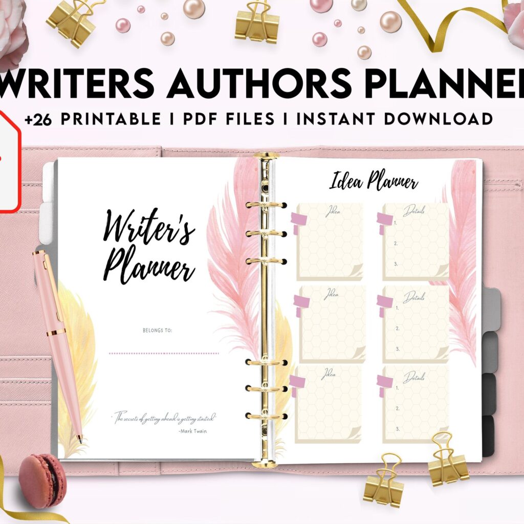 Author Planner, Writers Planner, Book Writing Planner, Novel Planner, PDF Printable, 8,5×11″ A4 size Author Planner