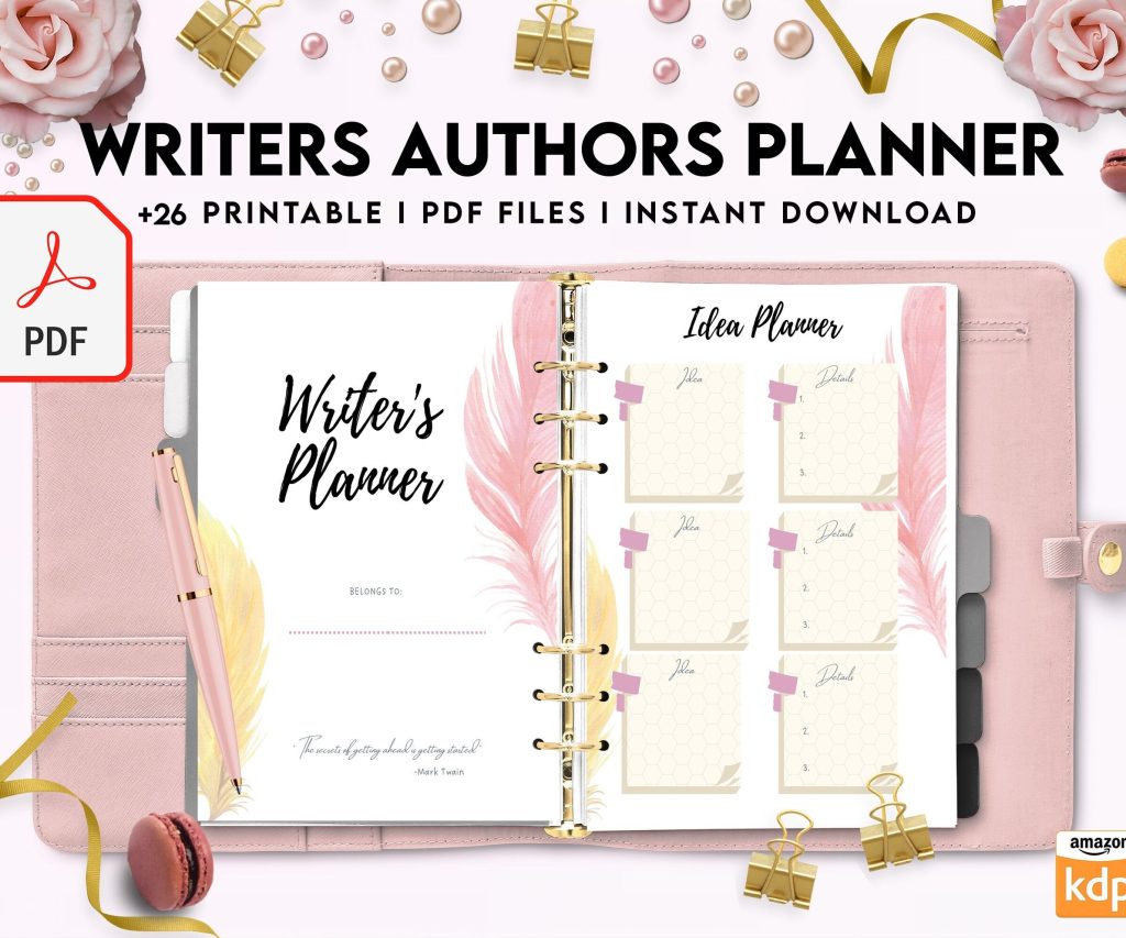 Author Planner, Writers Planner, Book Writing Planner, Novel Planner, PDF Printable, 8,5×11″ A4 size Author Planner